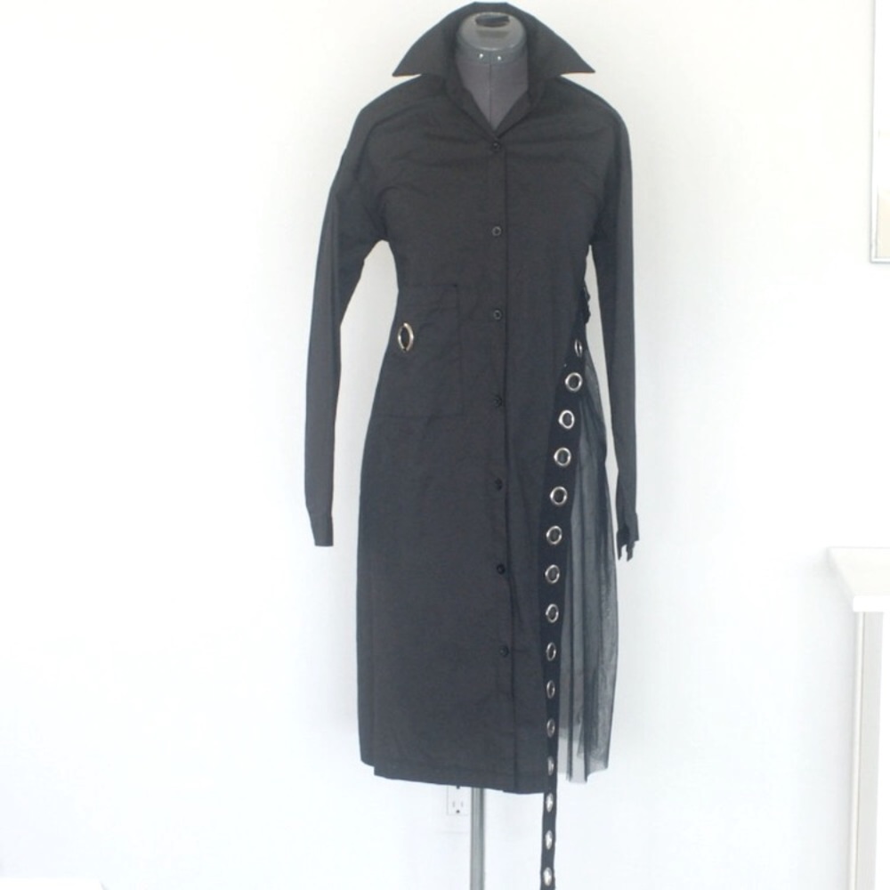 Most interesting piece by Paola Tricot. Black with silver. Sheer from the waist